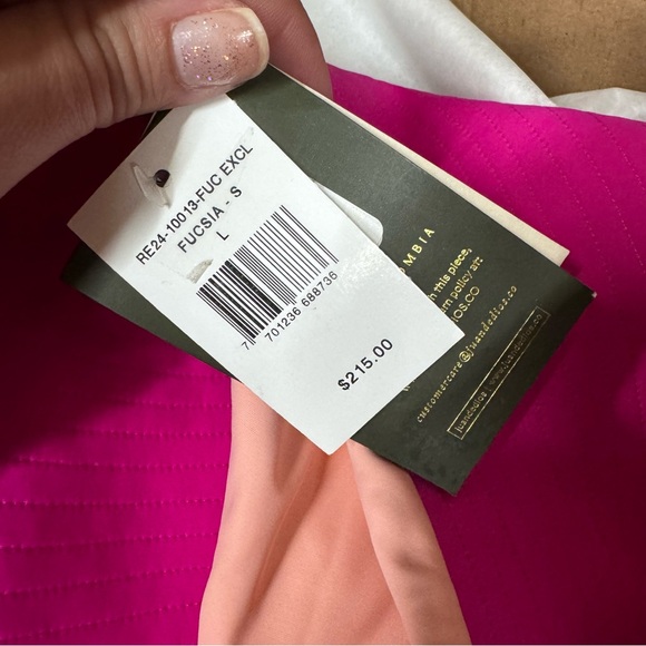 JUAN DE DIOS Women's Sunset Waves Reversible One shoulder Bikini Top Fuchsia - Picture 3 of 5